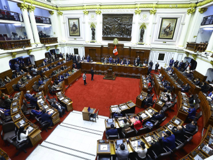 El Congreso de Perú en una sesión para debatir la moción de censura de la presidenta Dina Boluarte. Peru's Congress / Xinhua News / ContactoPhoto