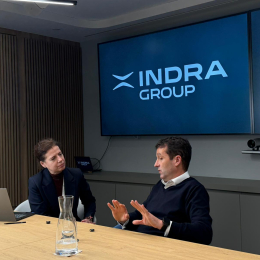 Ángel Escribano, presidente de Indra, en un momento de la entrevista concedida en exclusiva a Demócrata. Foto: Demócrata.