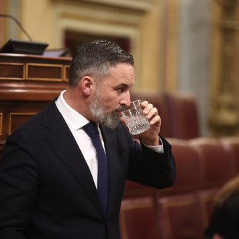 El presidente de Vox, Santiago Abascal , en una sesion de control al Gobierno en el Congreso | Europapress