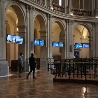 Interior del Palacio de la Bolsa, a 21 de octubre de 2021, en Madrid (España).  Marta Fernández Jara - Europa Press