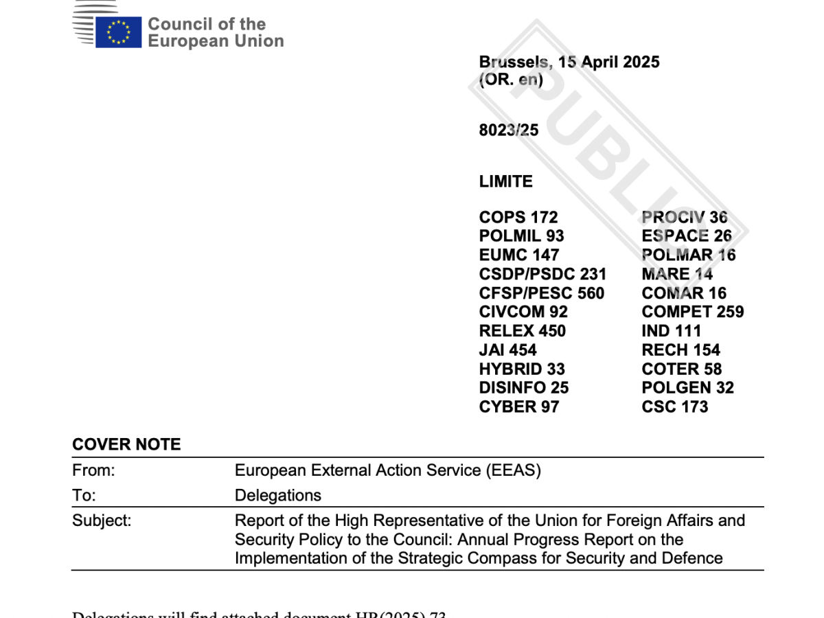 Avances de la Brújula estratégica para la seguridad. 