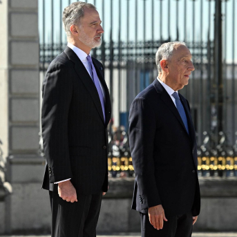 El Rey Felipe VI recibe al presidente de la República Portuguesa, Marcelo Rebelo de Sousa, en el Palacio Real, a 20 de febrero de 2026, en Madrid (España). José Oliva - Europa Press