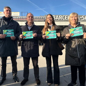El líder de Junts en el Ayuntamiento de Barcelona,  Jordi Martí; el secretario general de Junts, Jordi Turull; la secretaria de Organización de Junts, Judith Toronjo, y la miembro de la dirección del partido, Assumpta Cros EUROPA PRESS