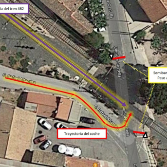 Croquis del accidente realizado por la Comisión de Investigación de Accidentes ferroviarios (CIAF) CIAF