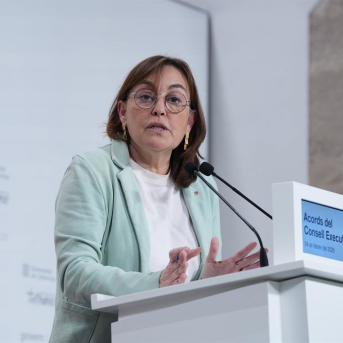 La consellera de Territorio, Vivienda y Transición Ecológica y portavoz de la Generalitat, Sílvia Paneque, durante una rueda de prensa, en la Generalitat, a 24 de febrero de 2026, en Barcelona, Catalunya (España).  David Zorrakino - Europa Press