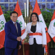 El presidente de Perú, José María Balcázar, junto a la nueva presidenta del Consejo de Ministros, Denisse Miralles, en la jura de su cargo PRESIDENCIA DE PERÚ EN X