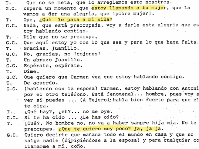 Conversación entre Antonio Tejero (T) y Juan García Carres (G.C)