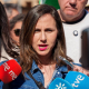 La diputada y secretaria general de Podemos, Ione Belarra, en su atención a medios en la manifestación por el Día de Andalucía convocada por la Plataforma 28F. FRANCISCO J. OLMO / EUROPA PRESS