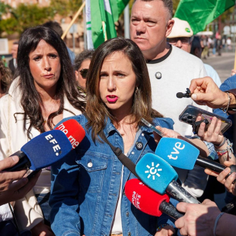 La secretaria general de Podemos, Ione Belarra, en la la manifestación convocada por la Plataforma 28F. FRANCISCO J. OLMO