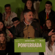 El presidente de Vox, Santiago Abascal, en un mitin en Ponferrada (León), donde ha acompañado al candidato de Vox a la Presidencia de la Junta, Carlos Pollán. EUROPA PRESS