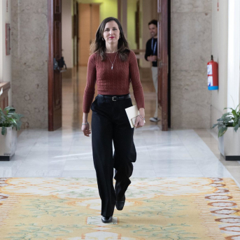 La secretaria general de Podemos, Ione Belarra, a su llegada a la Junta de Portavoces en el Congreso, a 24 de febrero de 2026, en Madrid (España). Eduardo Parra - Europa Press