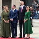 Stéphanie de Lannoy, Guillermo V de Luxemburgo, el Rey Felipe VI y la Reina Letizia durante el recibimiento en el Palacio Real EUROPA PRESS
