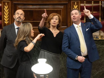 El Gran Duque de Luxemburgo, Guillermo V, con Francina Armengol y Pedro Rollán en su visita al Congreso EUROPA PRESS