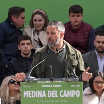 El presidente de Vox, Santiago Abascal, en un acto de Vox en Medina del Campo. VOX YOUTUBE