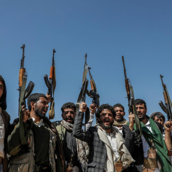 Miembros de Ansaralá, nombre oficial de los hutíes, en una protesta en la capital de Yemen, Saná (archivo) Osamah Yahya/dpa