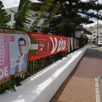 Propaganda electoral del PSOE de Mojácar (Almería) en las elecciones locales de 2023. Rafael González - Europa Press Propaganda electoral del PSOE de Mojácar (Almería) en las elecciones locales de 2023. Rafael González - Europa Press