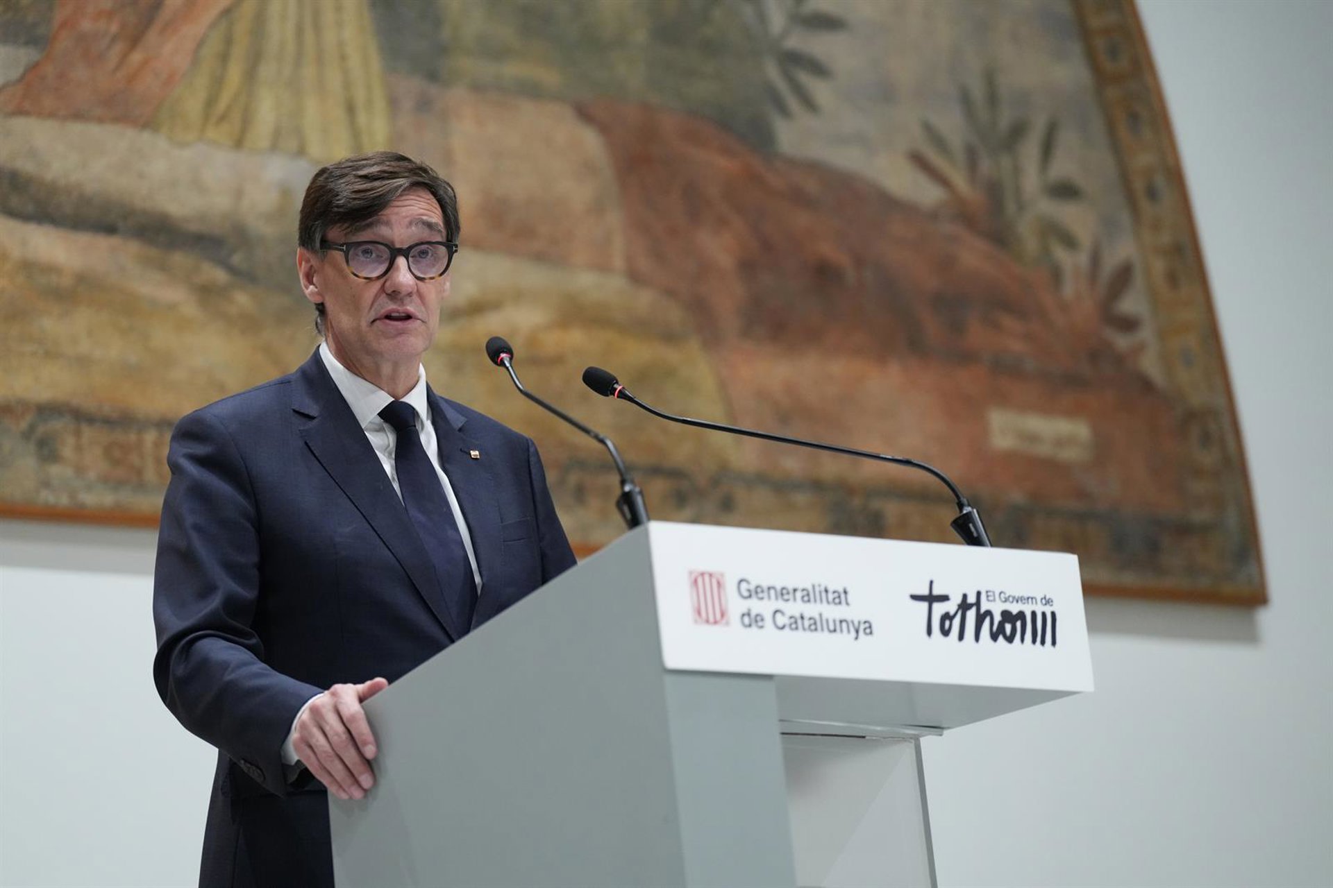 El president de la Generalitat, Salvador Illa, interviene durante un acto en el Palau de la Generalitat David Zorrakino - Europa Press El president de la Generalitat, Salvador Illa, interviene durante un acto en el Palau de la Generalitat David Zorrakino - Europa Press