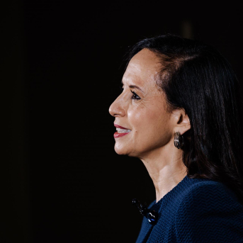 La presidenta de Redeia, Beatriz Corredor, durante un desayuno informativo Carlos Luján - Europa Press