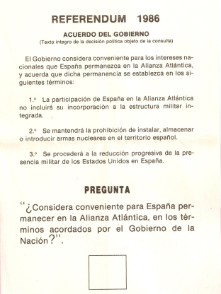 Papeleta Referéndum OTAN 1986