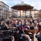 El líder de Vox, Santiago Abascal, atiende a los medios de comunicación en Miranda de Ebro (Burgos) en el marco de la campaña electoral de Castilla y León. VOX
