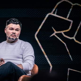 El portavoz de ERC en el Congreso, Gabriel Rufián, durante un diálogo sobre el futuro de la izquierda alternativa. César Vallejo Rodríguez - Europa Press