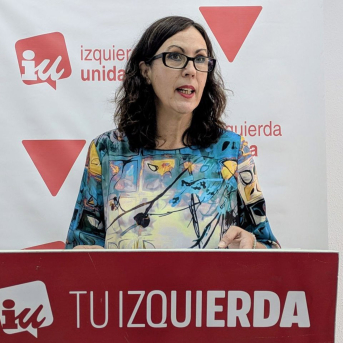La secretaria de Organización de IU, Eva García Sempere, interviene en una rueda de prensa telemática de la formación. IZQUIERDA UNIDA