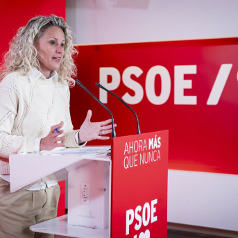 La portavoz de la Ejecutiva Federal del PSOE, Montse Mínguez, durante una rueda de prensa en la sede nacional del partido en Ferraz, a 16 de marzo de 2026, en Madrid (España). A. Pérez Meca - Europa Press