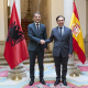 El ministro de  Asuntos Exteriores, Unión Europea y Cooperación, José Manuel Albares, con su homólogo el ministro de Europa y Asuntos Exteriores de Albania, Ferit Hoxha. Palacio de Viana, Madrid. EXTERIORES