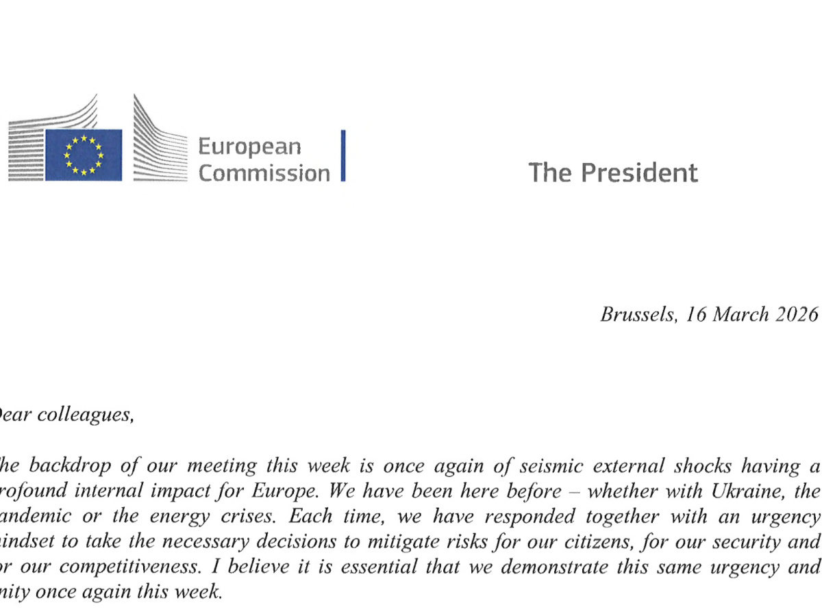 Carta de Ursula Von der Leyen 