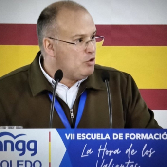 El secretario general del PP, Miguel Tellado, en Layos. EUROPA PRESS