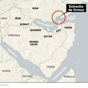 Mapa de localización del estrecho de Ormuz Europa Press