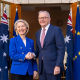 La presidenta de la Comisión Europea, Ursula von der Leyen, y el primer ministro australiano, Anthony Albanese ANTHONY ALBANESE EN X