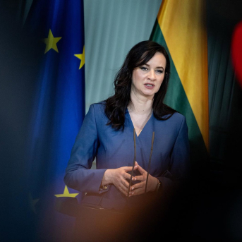 La primera ministra de Lituania, Inga Ruginiene, durante un reciente viaje oficial a Berlin. Fabian Sommer/dpa