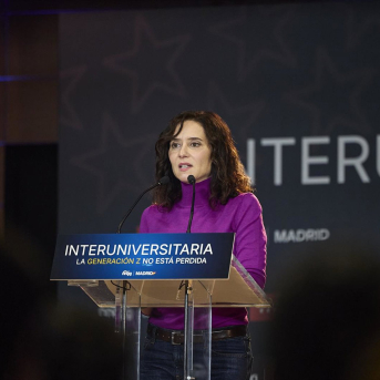 La presidenta de la Comunidad de Madrid, Isabel Díaz Ayuso, en la II Jornada Interuniversitaria de Nuevas Generaciones del PP de Madrid JESUS HELLIN/EUROPA PRESS La presidenta de la Comunidad de Madrid, Isabel Díaz Ayuso, en la II Jornada Interuniversitaria de Nuevas Generaciones del PP de Madrid JESUS HELLIN/EUROPA PRESS
