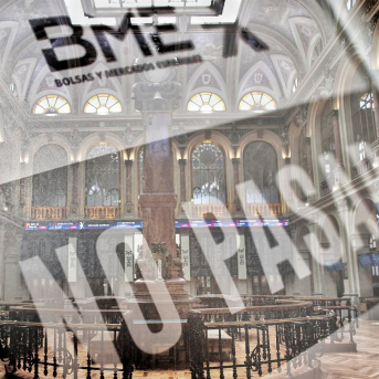 Cartel de 'No pasar' en el interior de la Bolsa de Madrid (España), a 27 de julio de 2020.  Eduardo Parra - Europa Press