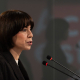 The Minister of Science, Innovation and Universities and general secretary of the PSPV-PSOE, Diana Morant, attends to the media at the headquarters of the PSPV-PSOE. Jorge Gil - Europa Press