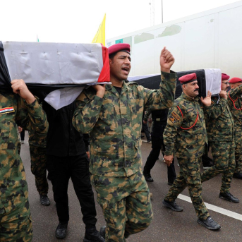 Funeral por un miembro de las Fuerzas de Movilización Popular, muerto en un ataque de EEUU, a 24 de marzo de 2026  Europa Press/Contacto/Khalil Dawood