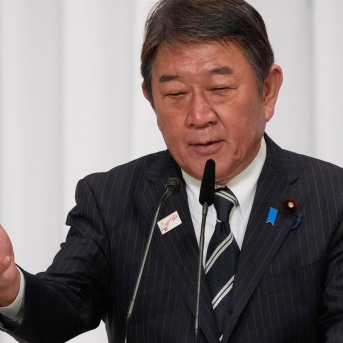 El ministro de Exteriores de Japón, Toshimitsu Motegi, durante un acto político en Tokio. Europa Press/Contacto/POOL