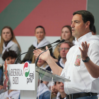 El lehendakari, Imanol Pradales, interviene en el Aberri Eguna del PNV en Bilbao H.BILBAO-EUROPA PRESS El lehendakari, Imanol Pradales, interviene en el Aberri Eguna del PNV en Bilbao H.BILBAO-EUROPA PRESS