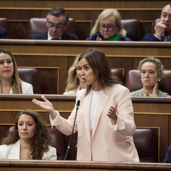 The PP deputy Carmen Fúnez intervenes during a government control session in the Congress of Deputies, on June 18, 2025, in Madrid (Spain). Jesús Hellín - Europa Press