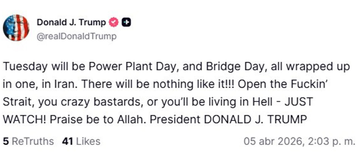 El presidente de Estados Unidos, Donald Trump, amenaza a Irán DONALD TRUMP / X