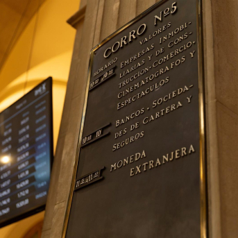 An informational sign at the Stock Exchange Palace, on February 12, 2024, in Madrid (Spain). Eduardo Parra - Europa Press
