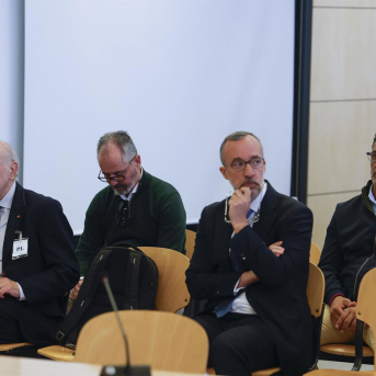 The former Minister of the Interior Jorge Fernández Díaz (i) and his number two, Francisco Martínez (2d), during the first day of the Operation Kitchen trial, at the National Court, on April 6, 2026, in San Fernando de Henares, Madrid. Pool