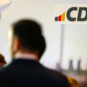 Imagen de archivo del logo de la CDU, la Unión Demócrata Cristiana de Alemania.  Christoph Reichwein/dpa