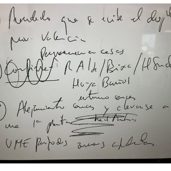 Imagen del documento con las notas de la exconsellera Salomé Pradas REPRESENTACIÓN DE SALOMÉ PRADAS