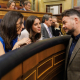 Las dirigentes de Podemos Ione Belarra (1i) Irene Montero (2i) y el portavoz de ERC, Gabriel Rufián (1d), conversan en el Congreso de los Diputados, a 27 de septiembre de 2023, en Madrid (España). Eduardo Parra - Europa Press