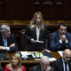 La primera ministra de Italia, Giorgia Meloni, durante su intervención en la Cámara de Diputados.   Europa Press/Contacto/Ansa/Massimo Percossi