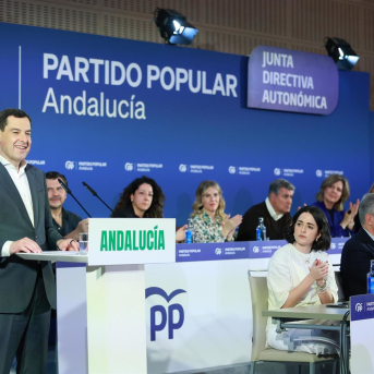 Juanma Moreno interviene en la reunión de la Junta Directiva Autonómica del PP en Sevilla. A 25 de marzo de 2026, en Sevilla (Foto de archivo). Rocío Ruz - Europa Press