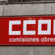 Logo CCOO, Comisiones Obreras, cartel CCOO EUROPA PRESS