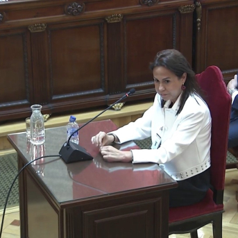 La expresidenta de Adif Isabel Pardo de Vera, durante su declaración como testigo en el Tribunal Supremo en el juicio de las mascarillas, en Madrid (España). EUROPA PRESS
